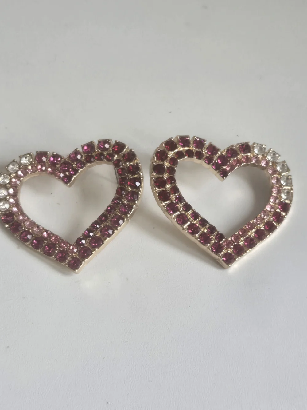 Heart Shaped Crystal Stud Earrings - Pink Gold
